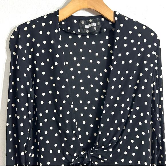 Reformation Casa Blanca Sheer Top Cardigan Polka Dot black white EUC size XS - Picture 5 of 14